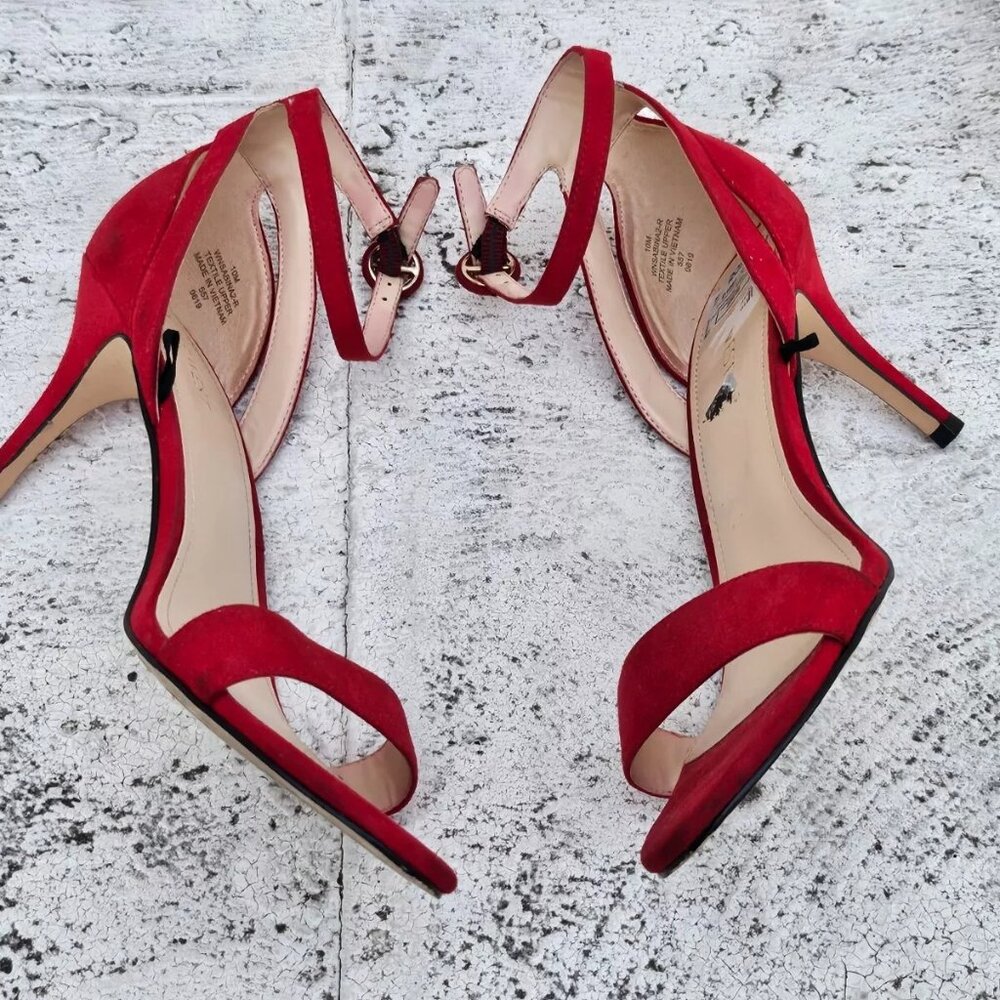 Nine West Women Heel Sandal Red Textile Upper Shoes Size 10M - Picture 9 of 11